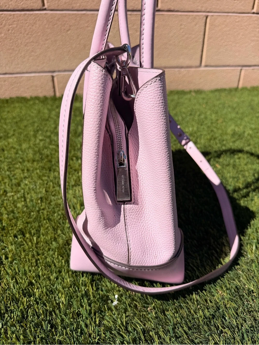 Michael Kors Lavender Pebbled Leather Satchel with Crossbody Strap